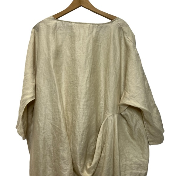 WEST LOVE LA 100% Linen Lagenlook Asymmetrical Hem Loose Long Sleeve Tops Blouse - Picture 6 of 13